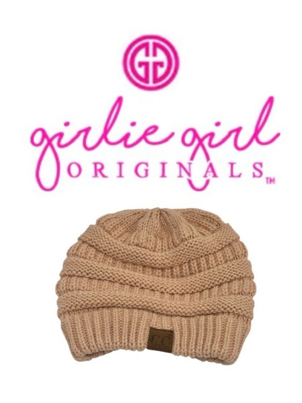 CC Girlie girl tan knit beanie Women’s fall hat cap one size
